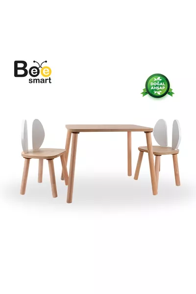 Сафир Дуб Белый с Ушками, Стол для Активностей с 2 Стульями, Детский Рабочий Стол