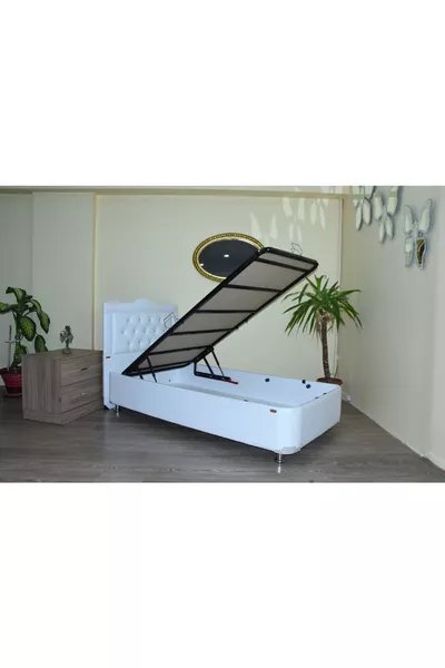 قاعدة السرير عنوان جل مصطنع أبيض قاعدة عالية * مصنوع يدوياً