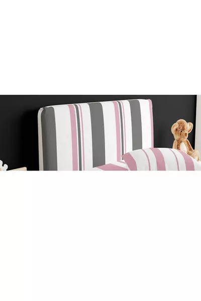 Onderbed Hoes Jongenskamer Grijs Roze Strepen