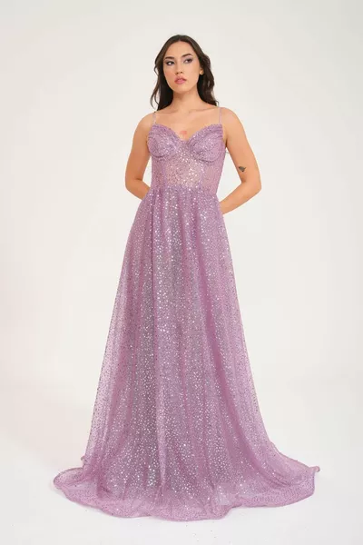 PTL TULLE SEQUIN EVENING DRESS