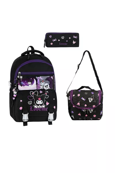 Kuromi Lunch Bag and Pencil Case Elementary School Backpack