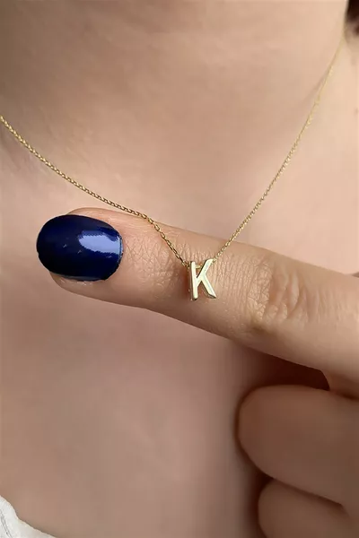 Adjustable Three-Dimensional K Letter Silver Necklace Length cm