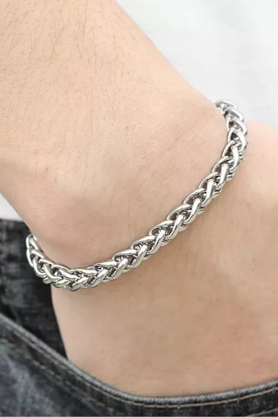 Interlocking Men's Steel Bracelet Chain cm