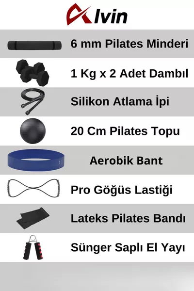 مجموعة بيلاتس ولياقة بدنية مكونة من 9 قطع: حصيرة بيلاتس، دمبل، حزام القرفصاء والمزيد!