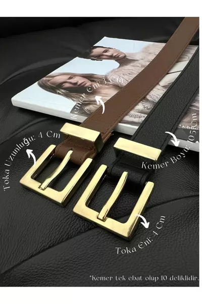 حزام نسائي بمشبك مربّع مزدوج، حزام للسروال، حزام للجاكيت، حزام للفستان