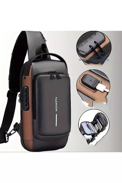 Sac banane élégant avec port de charge USB et fermeture verrouillable