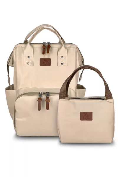حقيبة ظهر ستار آن للعناية بالطفل مع قارورة هدية - بيج