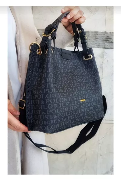 Kadın Siyah Örgülü 5 Bölmeli El Ve Omuz 