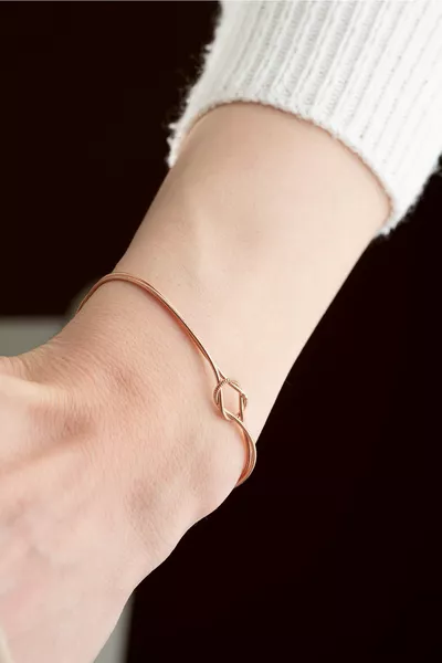 Sterling Silver Rose Plated Knot Design Bracelet