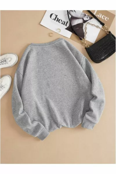 Graues Unisex-Oversize-Sweatshirt mit Rundhalsausschnitt