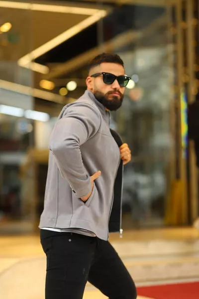 Grijs suède lentejack voor heren