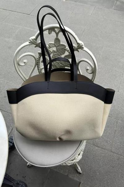 Borsa Shopper Tote Da Donna In Tela Doppio Manico Mykonos Nero