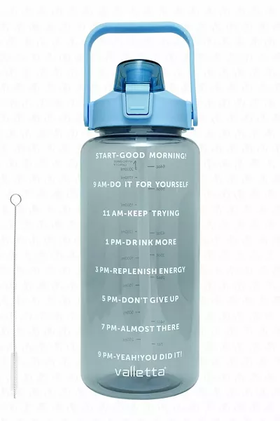 Figo BPA Free Motivation Water Flasque 2 Lt Blue Water Bottle, bouteille d’eau, buveur