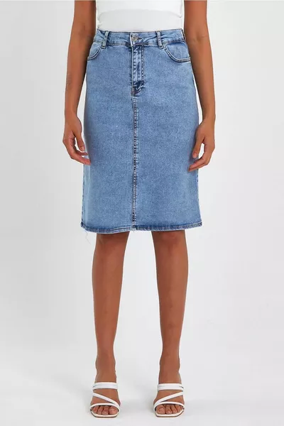 مجموعة خاصة تنورة دينم متوسطة الطول (م)