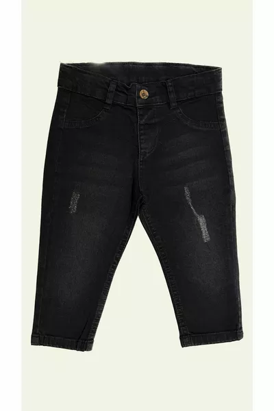 Jean noir abrasif avec taille élastiquée ajustable