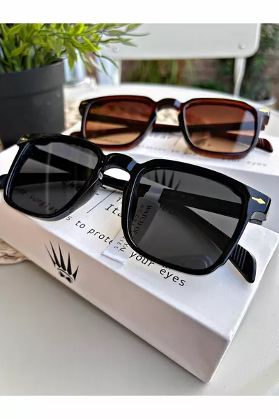 Double Set Vintage Black-dark Brown Sunglasses Women's Sunglasses Men's Sunglasses 