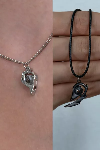 أحبك في  لغة عاشق قلادة زوجين مع قلب مغناطيسي 