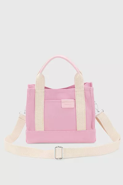 Borsa tote in tela rosa da donna 
