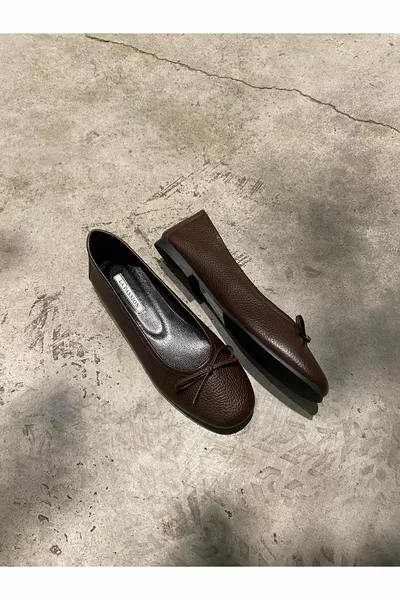 CUIR VÉRITABLE TOUT FAIT À LA MAIN FLOTER BROWN BALLERINES