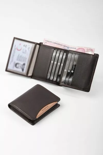 محفظة القهوة والأرض الجلدية الحقيقية