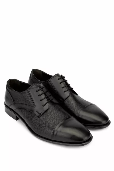 أحذية رجالية جلد طبيعي أسود كلاسيكي