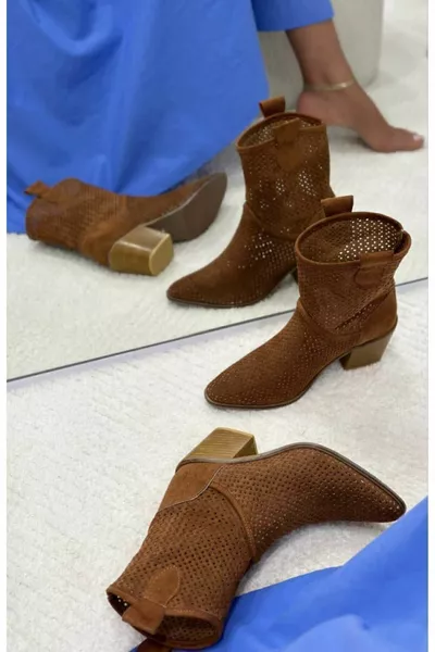 الغربية رعاة البقر البني الكعب أحذية الصيف القصيرة