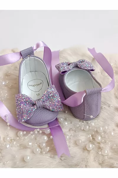 Perla Lilac Genuine Leather Baby Loafers Ballet Flats