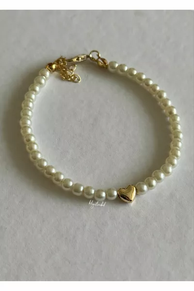 سوار من اللؤلؤ بتفصيل قلب  سم