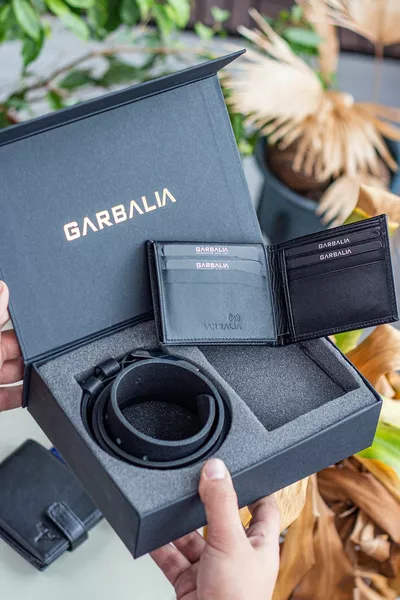 الرجال جلد طبيعي هدية حزام محفظة مجموعة