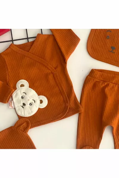 Cheerful Babies Органическая ткань Плюшевый мишка Вышитый узор 5 предметов Больничная розетка Набор Плитка