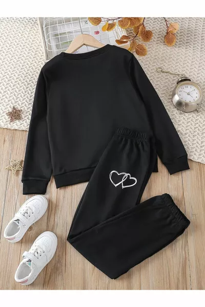 Survêtement survêtement oversize taille haute femme coeur figure bas col rond