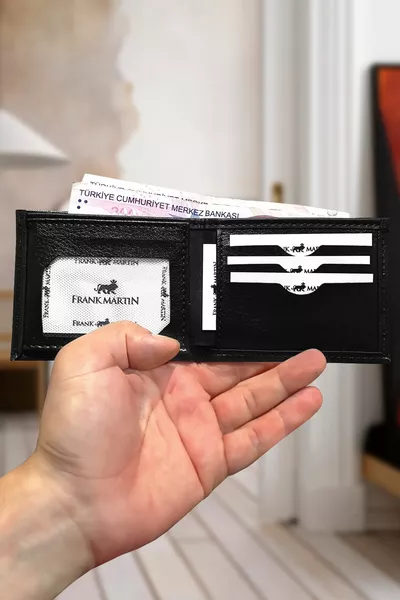 Оригинальная мужская черная подарочная коробка Веганский кожаный кошелек Черный кошелек с держателем для карт и отделением для бумажных денег