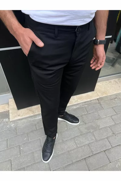 Брюки итальянского кроя из черного льна