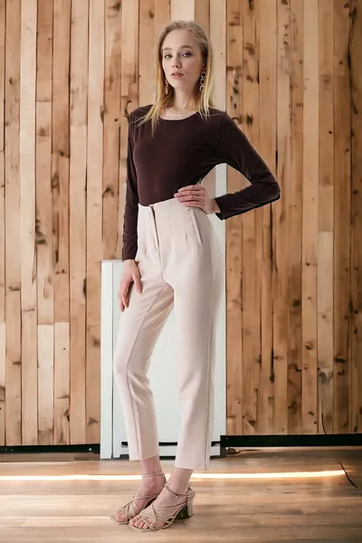 بنطلون كوليت مزدوج عالي الخصر