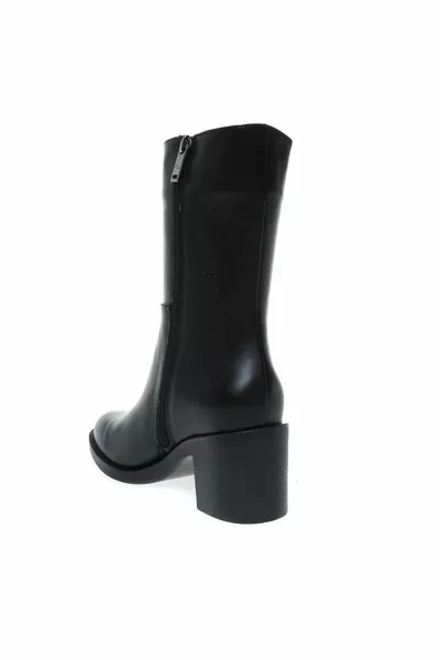 Charlotte Black Faux Leather Women's Heeled Boots