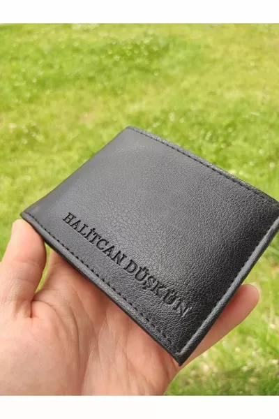 Черный мужской кошелек Имя Напечатано Персонализировано