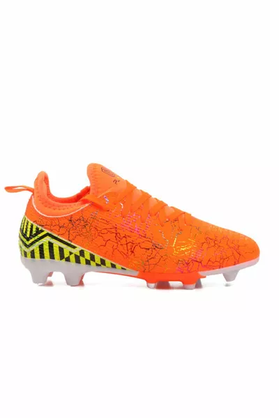 Football Boots Orange Faux Leather Kids Football Boots