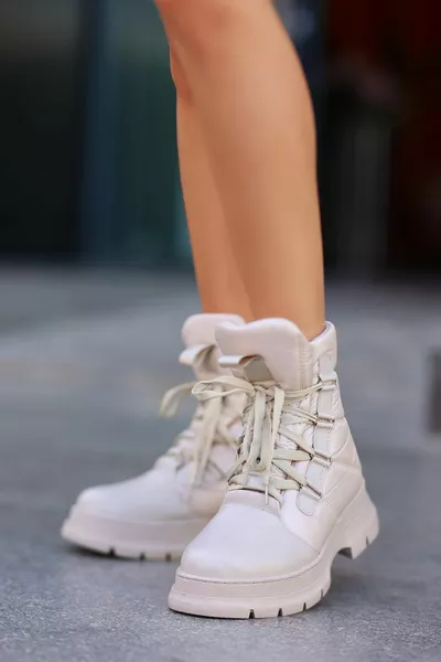 رولين المظلة مفصلة أحذية نسائية الجلد