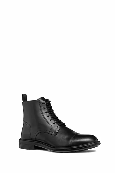 Men's Black Walk Pleasure Lace-Up Leather Postal Boots 