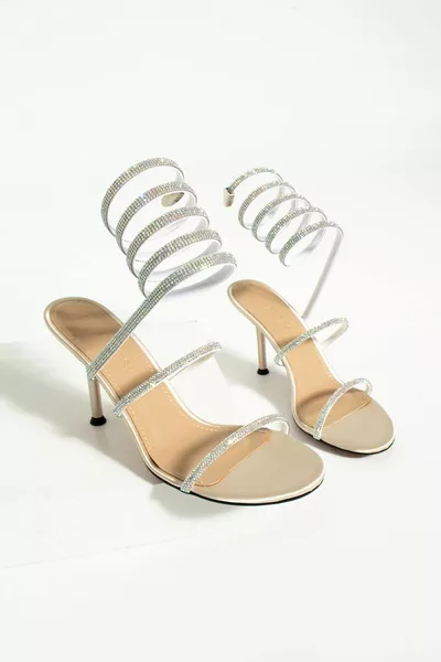 Idelia Женские перламутровые атласные босоножки на каблуке