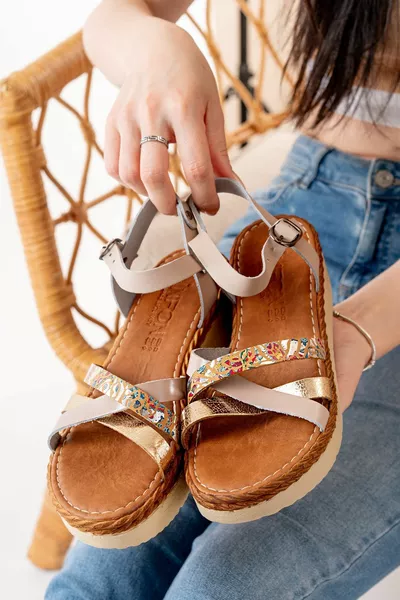Beige Multi Orthopedic Genuine Leather Padding Women Sandals