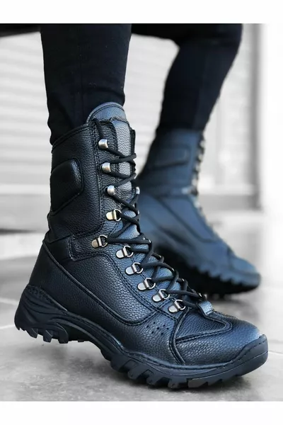  Военные почтовые ботинки на шнуровке черного цвета