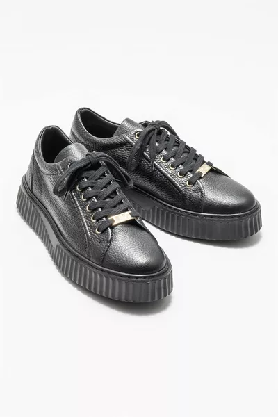 Black Leather Men's Sneakers