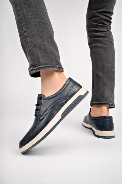 Echt leer marineblauwe heren lederen casual schoenen 