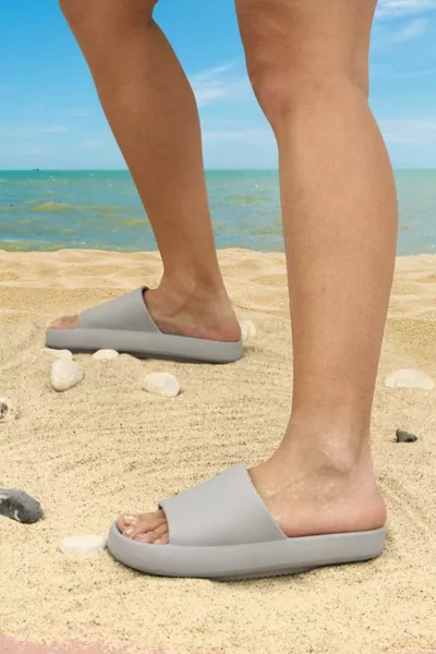 رمادي نسائي شاطئ حمام سباحة البحر شباشب كاجوال