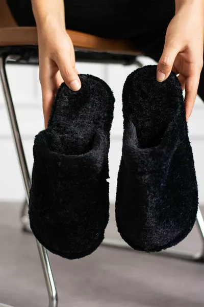 Modafrato ريش داخلي نسائي منزل النعال الشتاء النعال نعل صامت