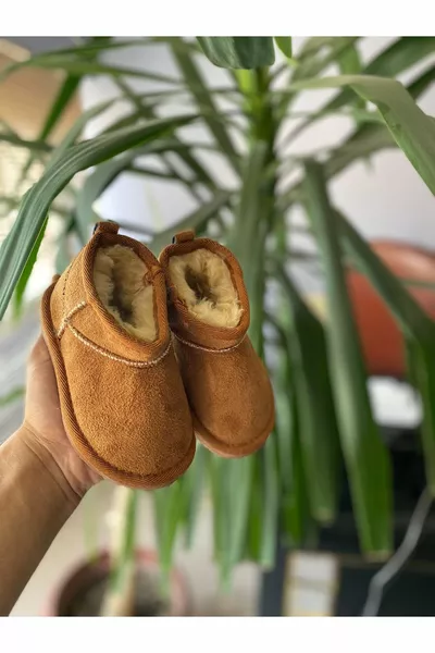 نسائي تان القرفة الترا ميني أحذية من جلد الغزال داخل الفراء الشتاء وحيد الأحذية و Bootie