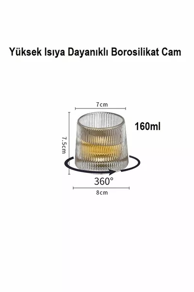 Whiskey Cocktail Glass Goblet  Rotating Glass Glass Cup Set of 2 ml