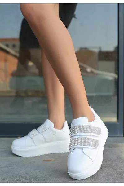 Jarxi Sneakers in Velcro Pelle Bianca
