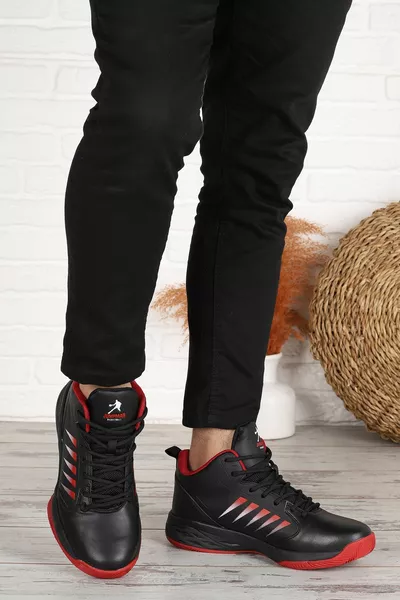  Sneakers Basket Uomo Nero - Rosso